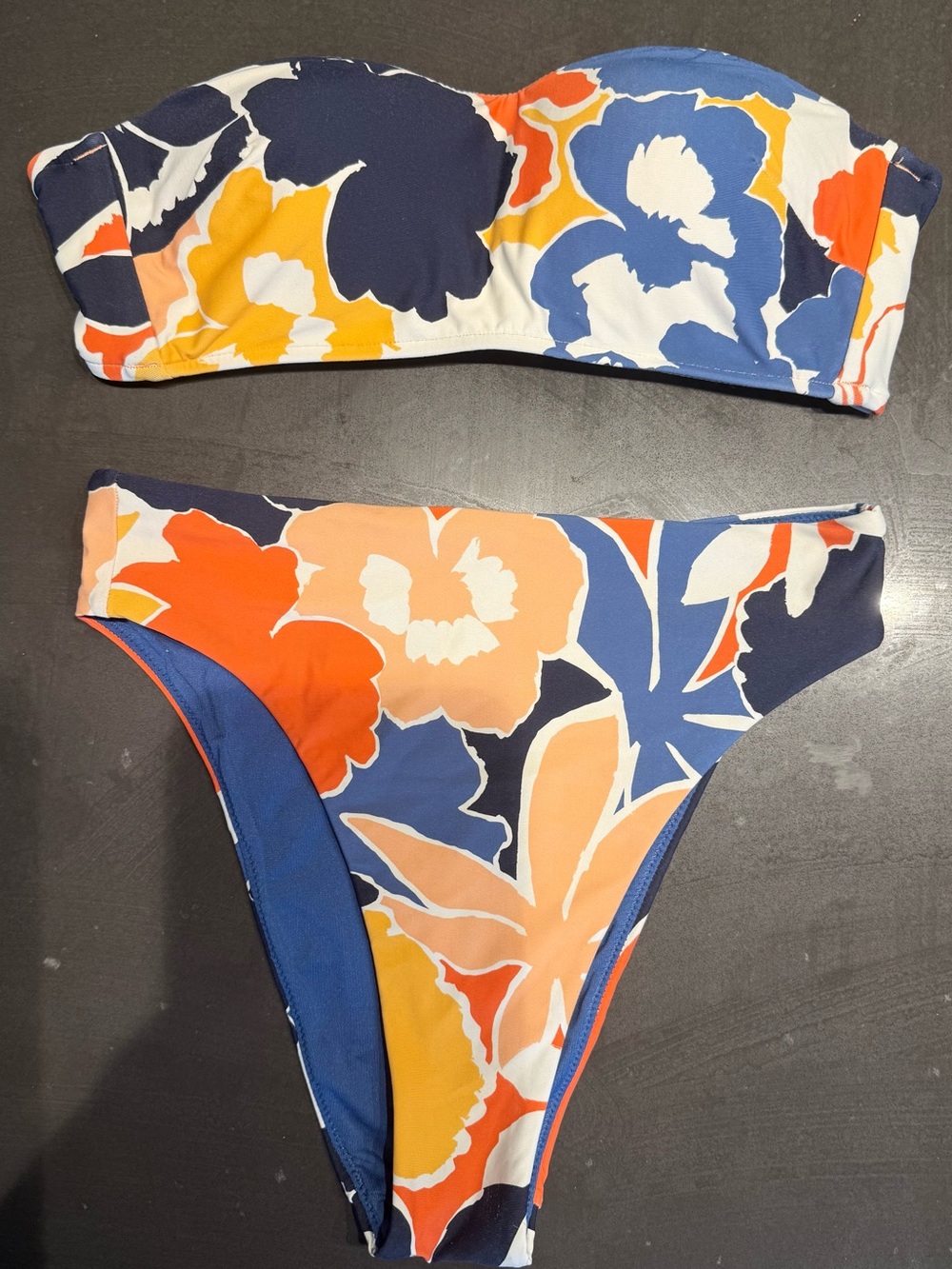 Seafolly Sun Dancer Bandeau Bikini Set High Waisted Floral Swimsuit